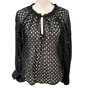 Anthropologie Ne Quittez Pas Eyelet Top Sz XS Black Beachy Resort Whimsigoth
